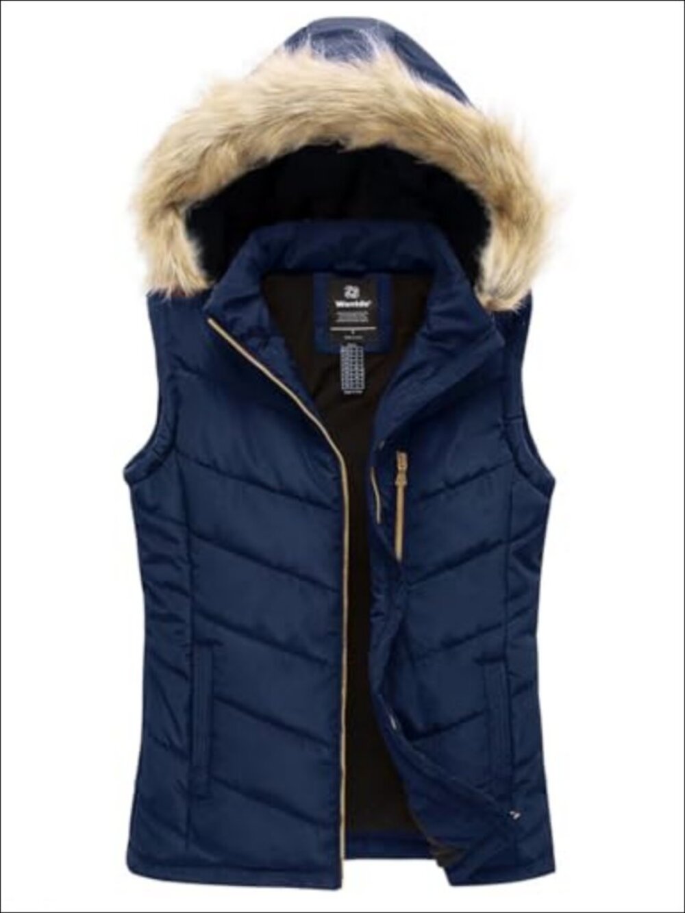 Thicken Winter Puffer Vest Warm Sleeveless Quilted Waterproof Hooded Zip Pockets